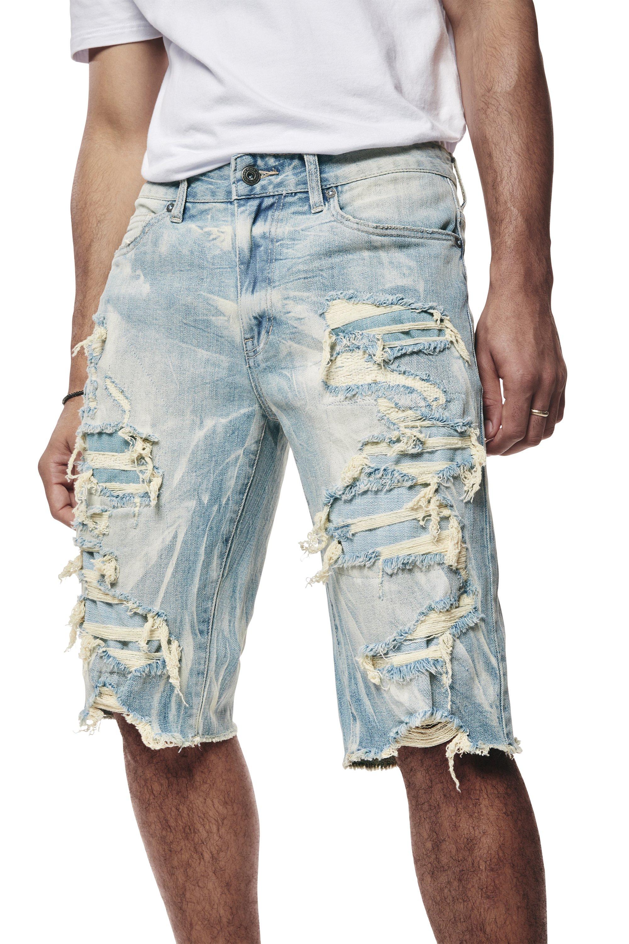 Smoke rise denim shorts on sale